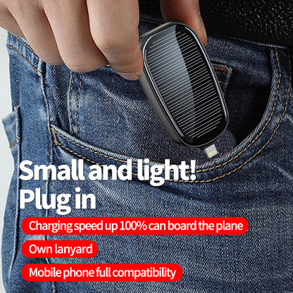 Mini Solar Wireless Power Bank - Portable Emergency Charger with Built-in Cables & Dual LED Flashlight