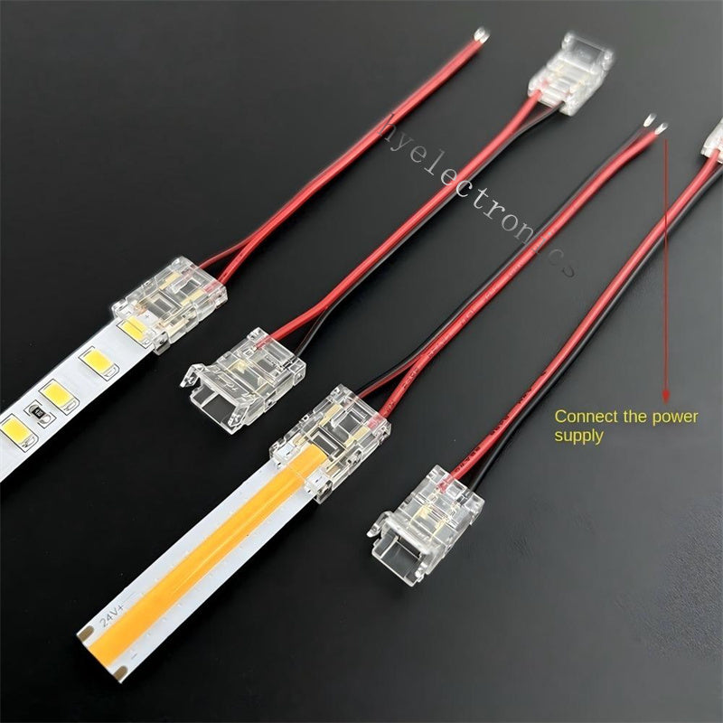 2-Pin Solderless Quick Press-Fit Connectors for 5V 12V 24V COB & SMD Bare LED Light Strips