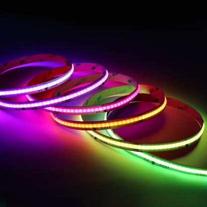 10mm RGBIC COB LED Light Strip – Programmable Chasing Flow Effect, Dotless Ambient Tape Lighting for DIY, or Home Decor.