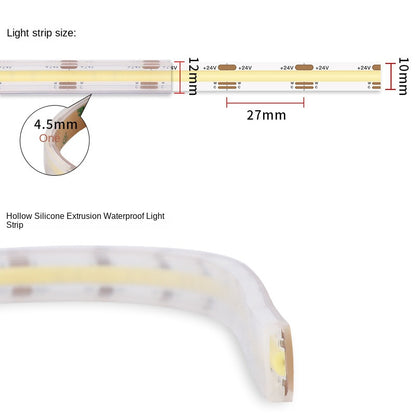 10mm Waterproof CCT COB LED Strip – Outdoor Safe, Flame-Retardant Ambient Lighting