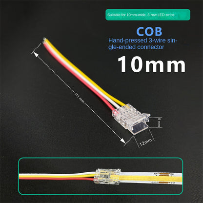 3-Pin Solderless Quick Connectors for CCT Dual-White & Chasing Flowing COB/SMD LED Strips – Ultra-Thin Transparent Clips