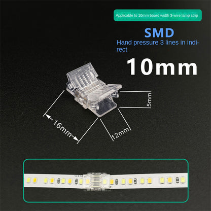 3-Pin Solderless Quick Connectors for CCT Dual-White & Chasing Flowing COB/SMD LED Strips – Ultra-Thin Transparent Clips