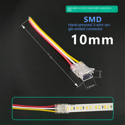 3-Pin Solderless Quick Connectors for CCT Dual-White & Chasing Flowing COB/SMD LED Strips – Ultra-Thin Transparent Clips