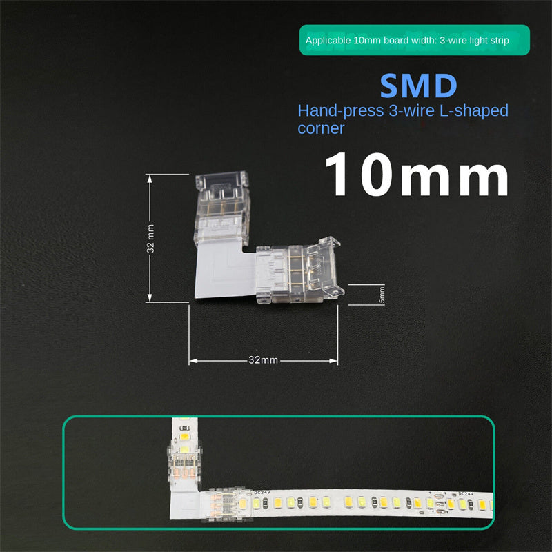 3-Pin Solderless Quick Connectors for CCT Dual-White & Chasing Flowing COB/SMD LED Strips – Ultra-Thin Transparent Clips