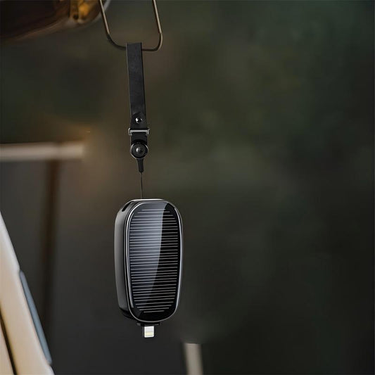 Mini Solar Wireless Power Bank - Portable Emergency Charger with Built-in Cables & Dual LED Flashlight