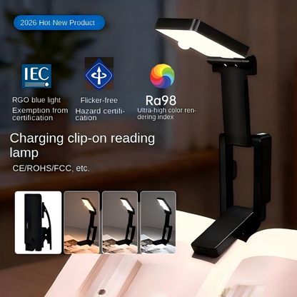 Mini Rechargeable Clip-on Book Light – Foldable Eye-Care LED Reading Lamp for Night Readers