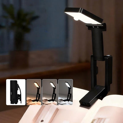 Mini Rechargeable Clip-on Book Light – Foldable Eye-Care LED Reading Lamp for Night Readers