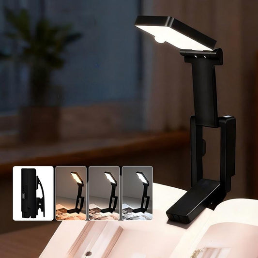Mini Rechargeable Clip-on Book Light – Foldable Eye-Care LED Reading Lamp for Night Readers
