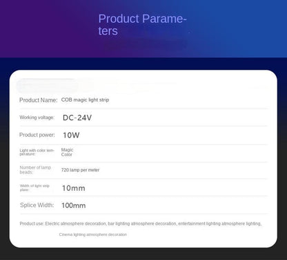 10mm RGBIC COB LED Light Strip – Programmable Chasing Flow Effect, Dotless Ambient Tape Lighting for DIY, or Home Decor.