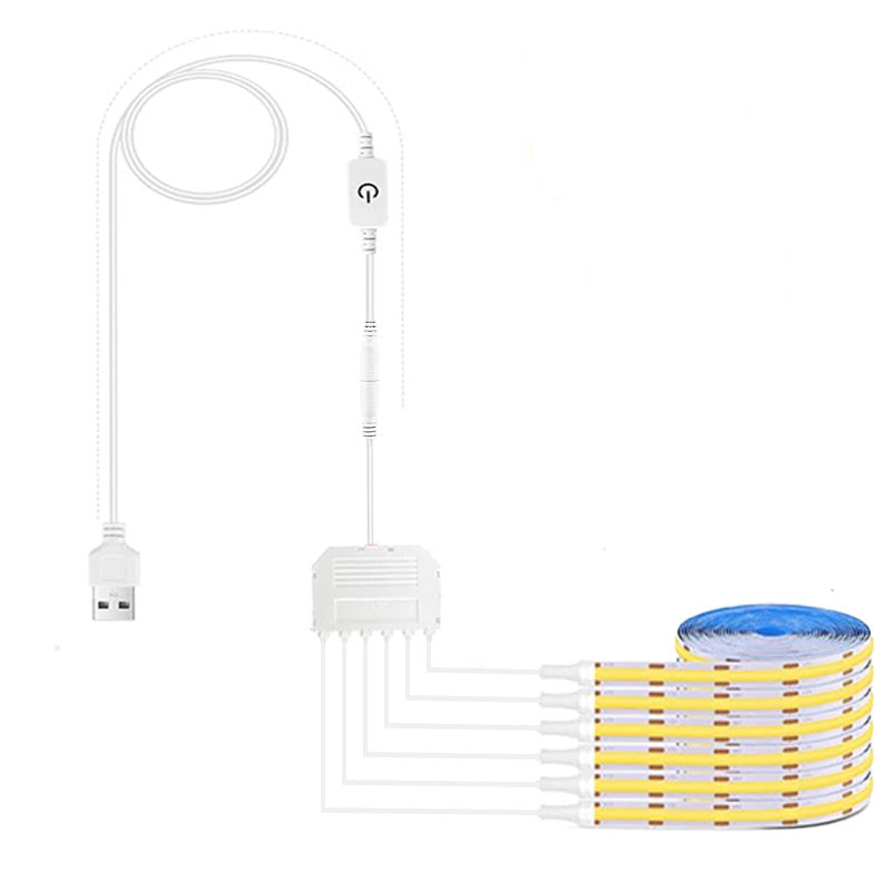 5V COB LED Strip Light Kit with Touch & Remote Sensor Control, 1-to-6