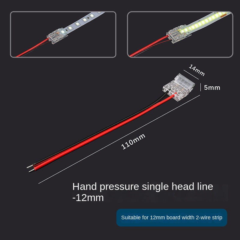 2-Pin Jumper Wire Solderless Quick Press-Fit Connectors for 5mm 8mm 10mm 12mm COB & SMD Bare LED Light Strips