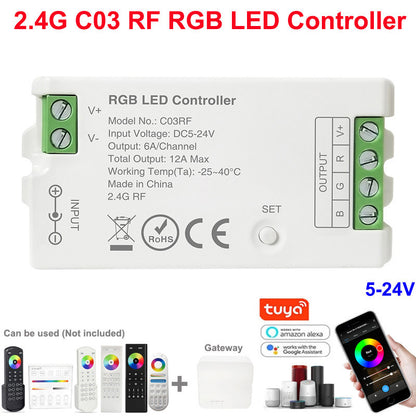 2.4G Wireless LED Dimmer Controller RGB/RGBWC Smart Group Control Touch Panel for Colorful LED Strip Lights