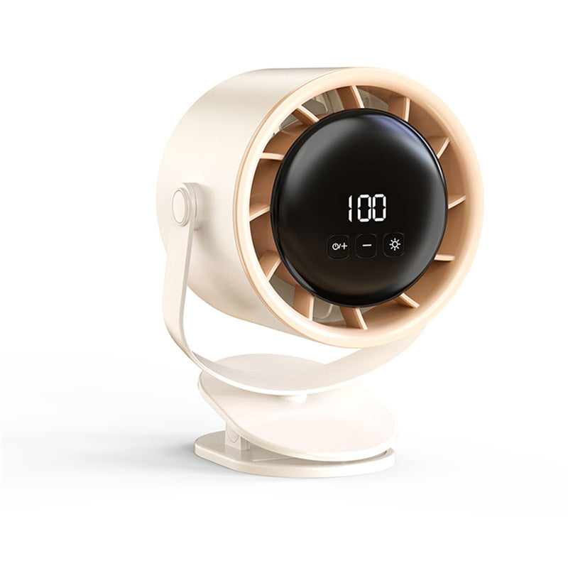 Smart 100-Speed Rechargeable Desk Fan 6" Turbo Circulator with Night Light & LED Display