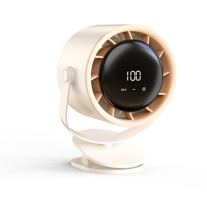 Smart 100-Speed Rechargeable Desk Fan 6" Turbo Circulator with Night Light & LED Display