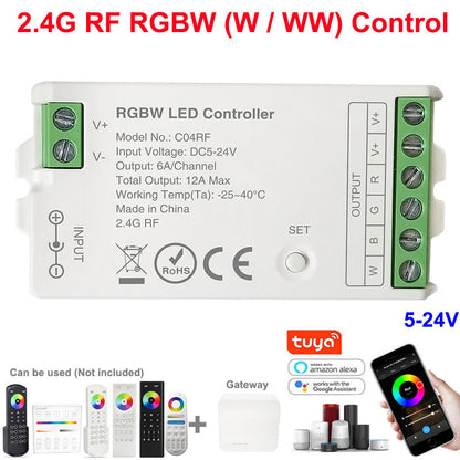 2.4G Wireless LED Dimmer Controller RGB/RGBWC Smart Group Control Touch Panel for Colorful LED Strip Lights