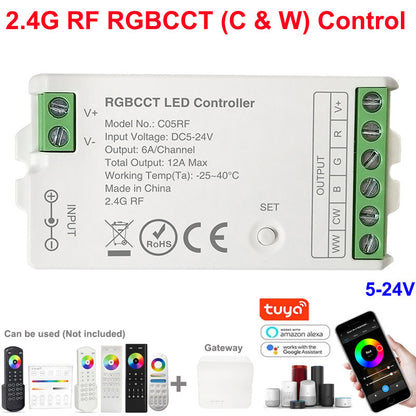2.4G Wireless LED Dimmer Controller RGB/RGBWC Smart Group Control Touch Panel for Colorful LED Strip Lights