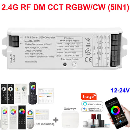 2.4G Wireless LED Dimmer Controller RGB/RGBWC Smart Group Control Touch Panel for Colorful LED Strip Lights
