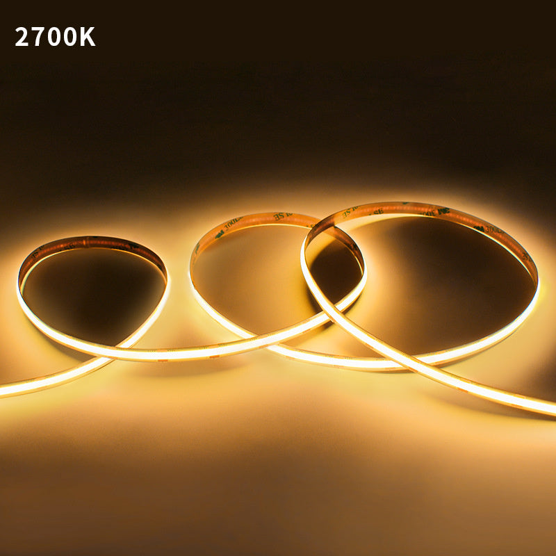 8mm COB LED Strip Light – 98 CRI Flicker-Free White Light, Low Voltage Adhesive LED Tape for Indoor Ambient & Task Lighting