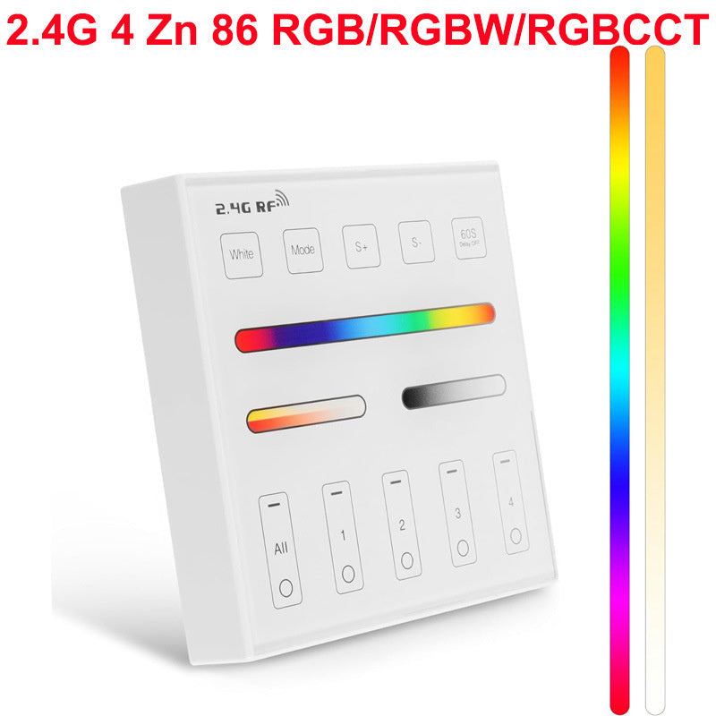 2.4G Wireless LED Dimmer Controller RGB/RGBWC Smart Group Control Touch Panel for Colorful LED Strip Lights