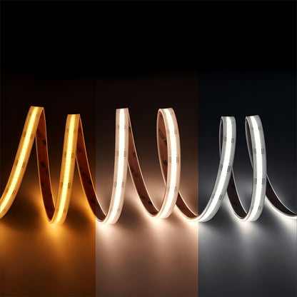 10mm Waterproof CCT COB LED Strip – Outdoor Safe, Flame-Retardant Ambient Lighting