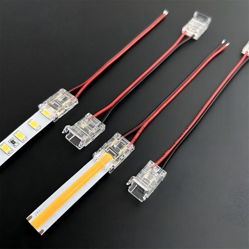 2-Pin Solderless Quick Press-Fit Connectors for 5V 12V 24V COB & SMD Bare LED Light Strips