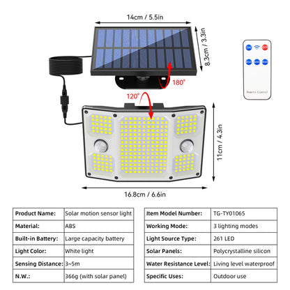 Ultra-Bright LED Solar Motion Sensor Light  IP65 Waterproof Split-Design Garden Wall Lamp