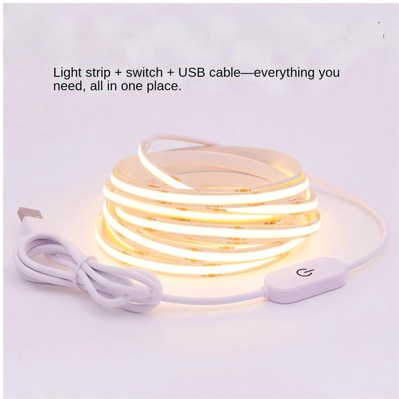 5V USB COB LED Strip Light with Touch Switch,Flexible Cabinet Light