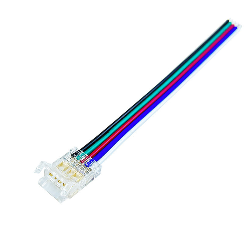 4-Pin Solderless Quick Connectors for 8mm & 10mm RGB COB/SMD LED Light Strips – Ultra-Thin Transparent Crystal Clips
