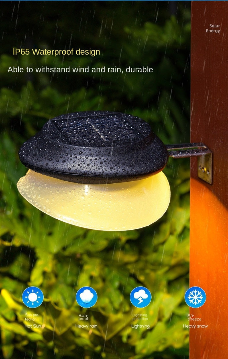 Waterproof LED solar wall lamp on patio wall