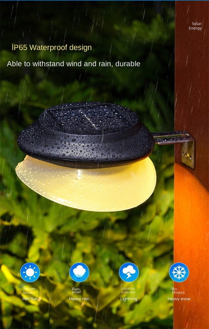 Waterproof LED solar wall lamp on patio wall