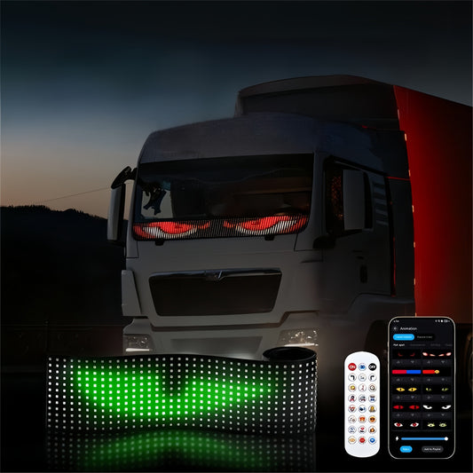 AI Voice Control LED Matrix Panel - DIY Programmable "Devil Eyes" & "Angel Wings" Car Window Soft Screen