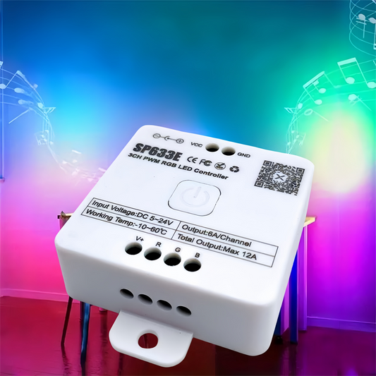 Smart Bluetooth RGB LED Controller – App-Controlled RGB Light Strip Dimmer for 5V/12V/24V