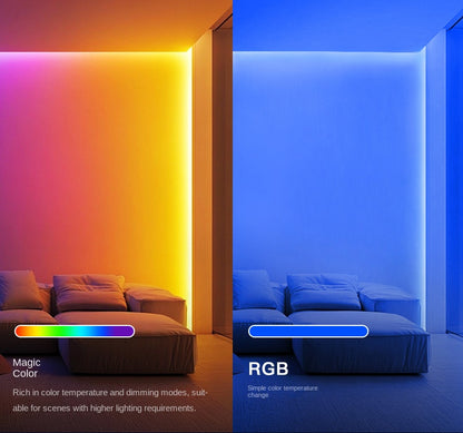 10mm RGBIC COB LED Light Strip – Programmable Chasing Flow Effect, Dotless Ambient Tape Lighting for DIY, or Home Decor.