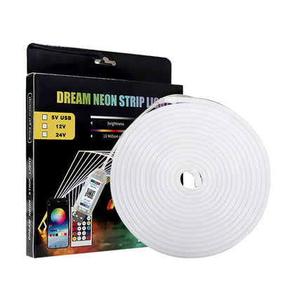 5V Bluetooth APP RGB Neon LED Strip – Music Sync, Outdoor Rain-Resistant Flexible Flow Light