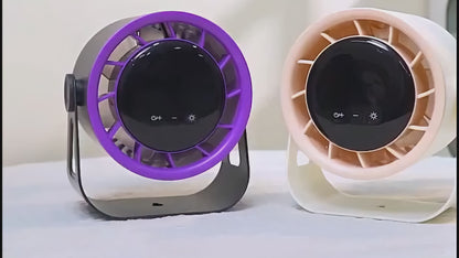 Smart 100-Speed Rechargeable Desk Fan 6" Turbo Circulator with Night Light & LED Display