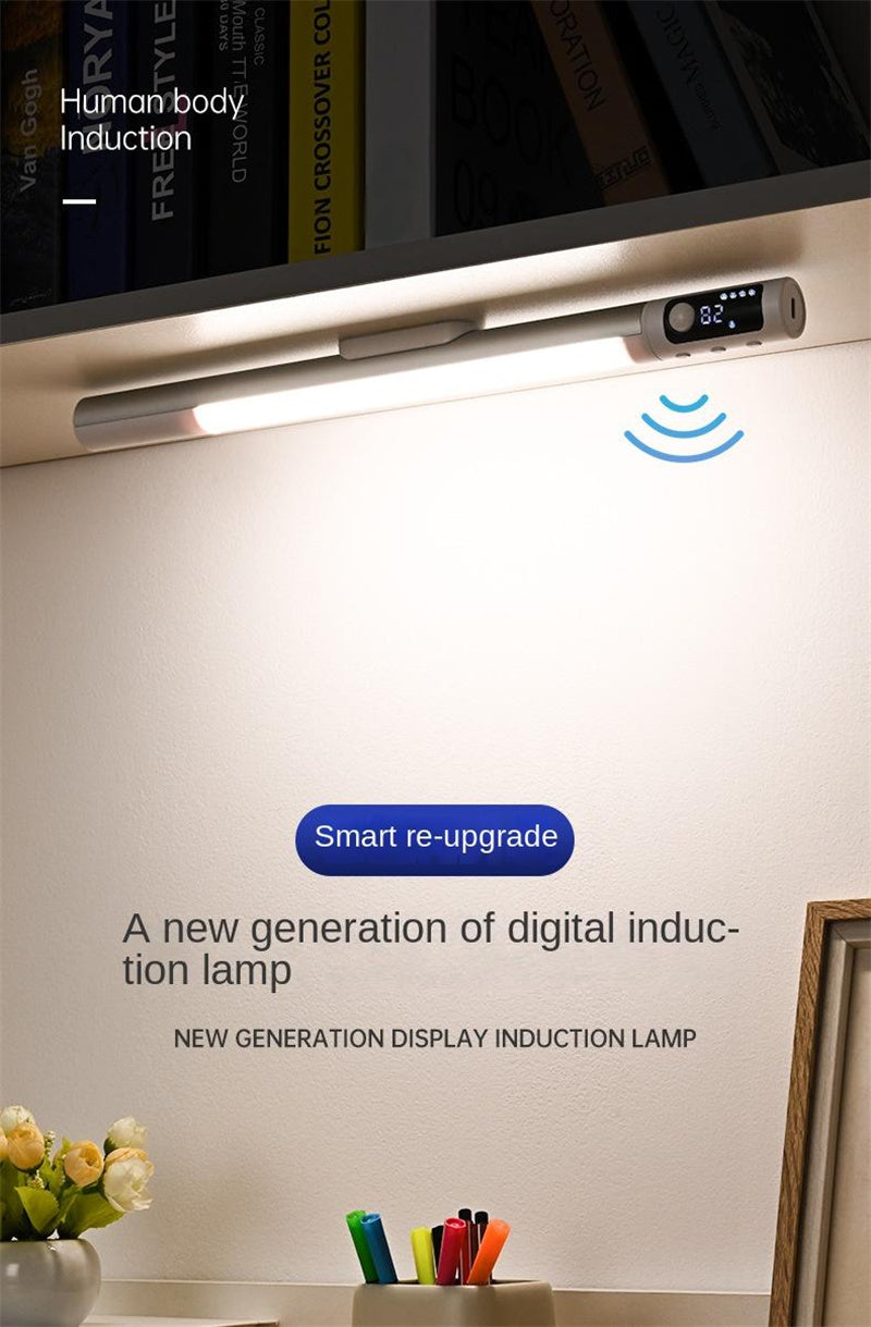 Smart Motion Sensor LED Light Strip Rechargeable Intelligent Digital Display Adjustable Sensing Angle Magnetic Closet Light for Wardrobe Cabinet & Wine Rack