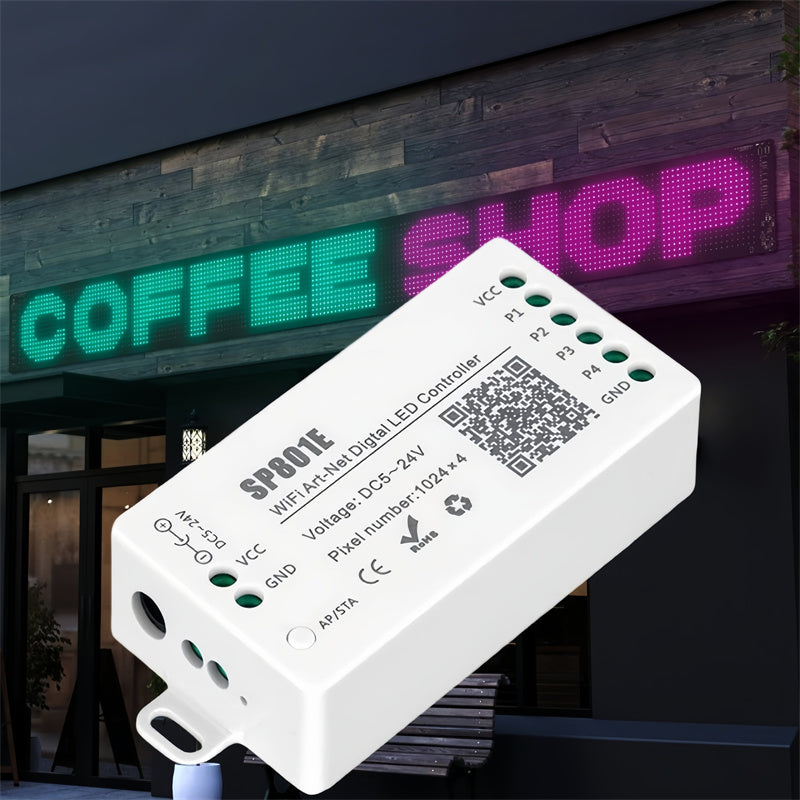 Smart RGBIC LED Controller – Dual Mode Bluetooth & WiFi, Custom Dynamic Effects for Addressable LED Fixtures