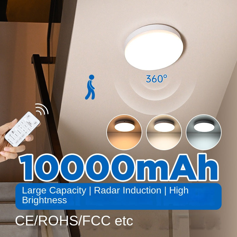 Rechargeable Wireless LED Ceiling Light with Radar Motion Sensor and Remote Control