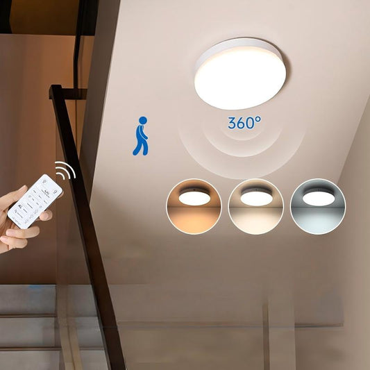 Rechargeable Wireless LED Ceiling Light with Radar Motion Sensor and Remote Control