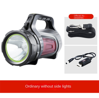 High-Power Rechargeable Searchlight – Long-Range LED Spotlight with Side Lamp Portable Waterproof Emergency Flashlight
